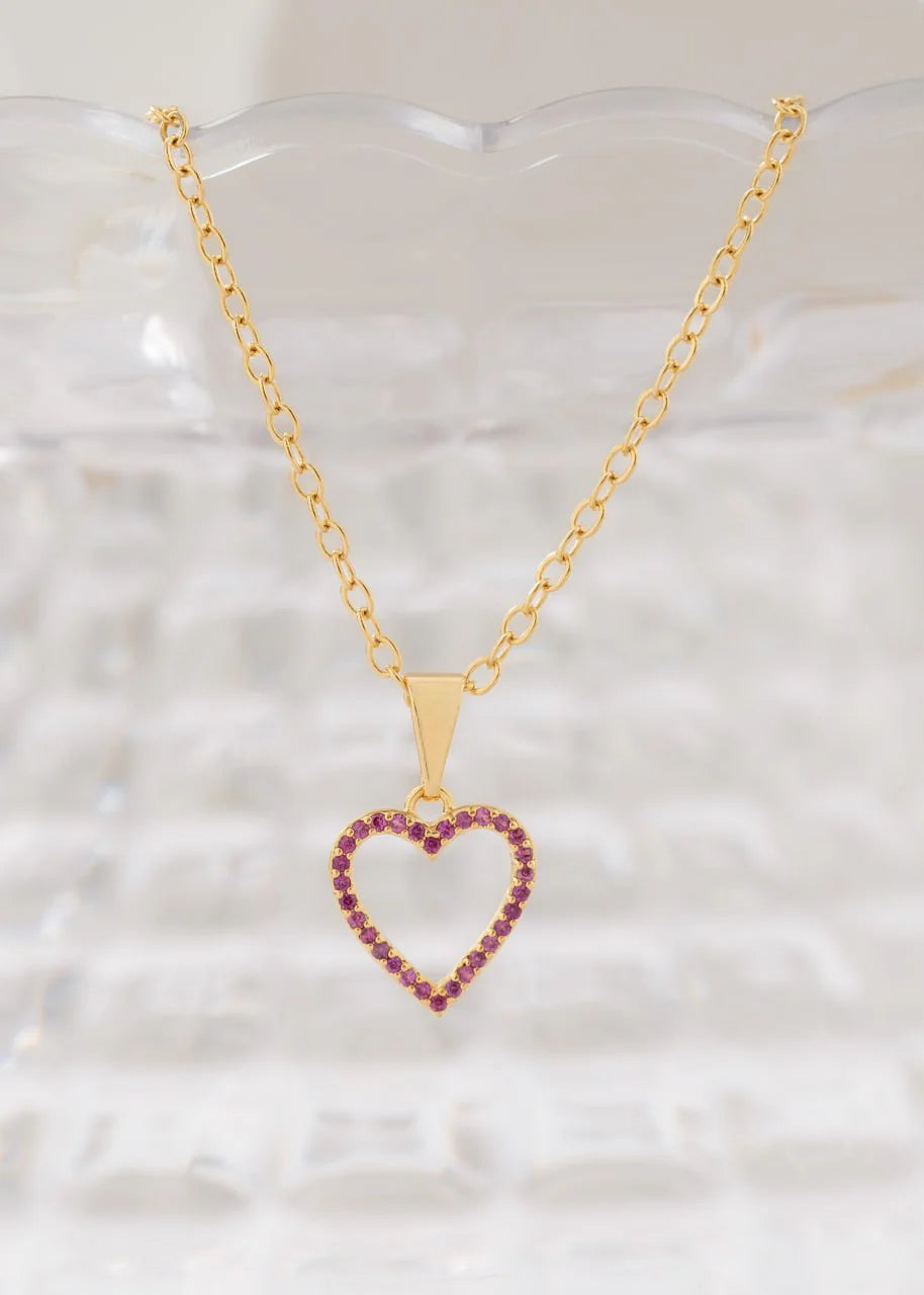 Cadena Aros 1.8 mm 45 Cms + Dije Amour fucsia