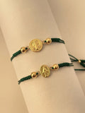 Pulseras pareja san benito mediano y milagrosa pequeña (5mm)