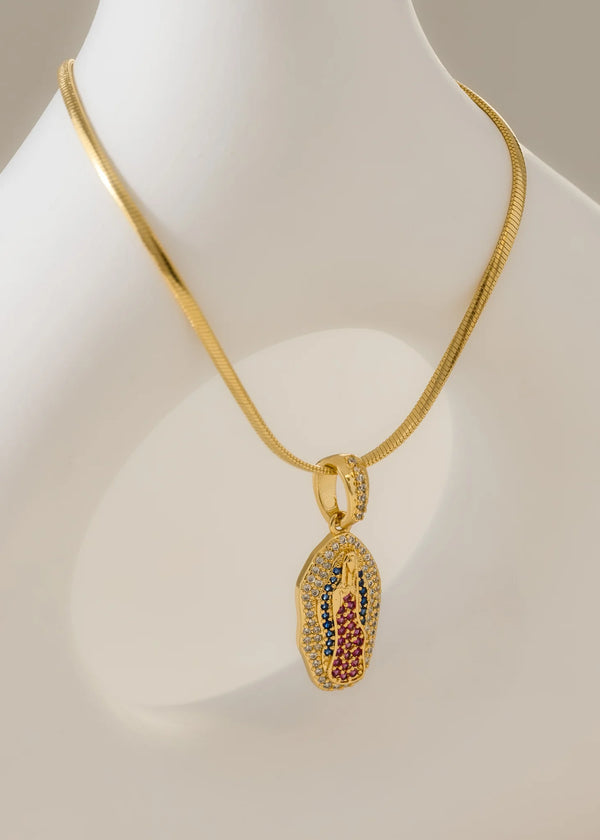 Cadena serpiente 45Cm+ dije virgen María De Guadalupe