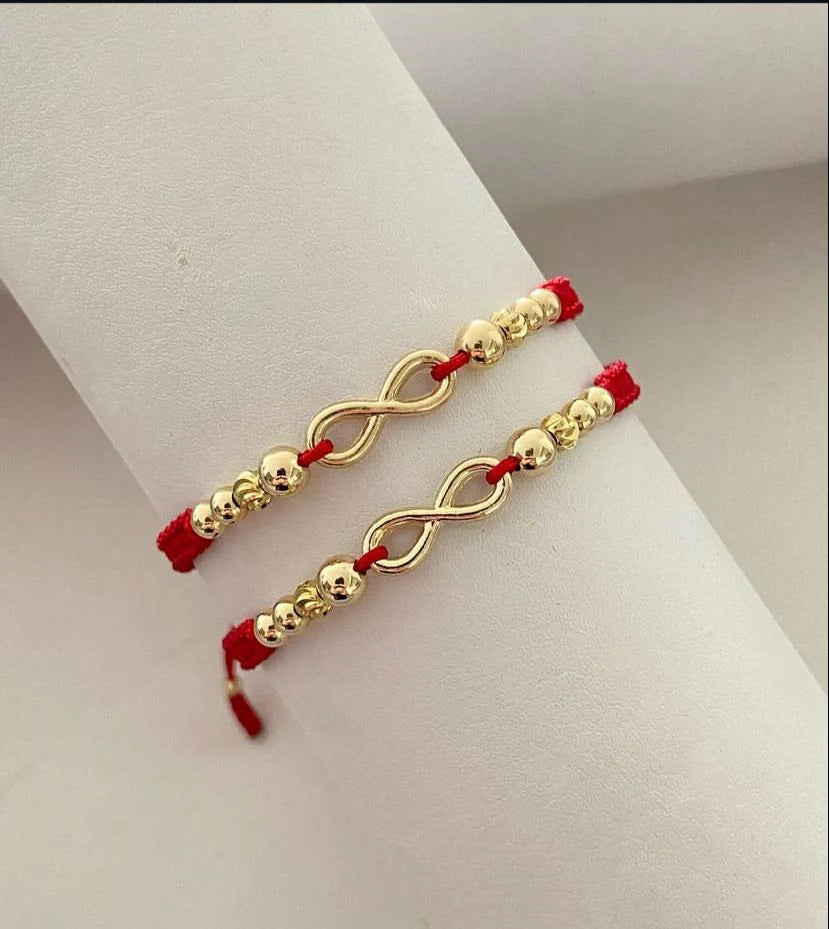 Juego pulsera con dije infinito con balines lisos e italianos #4. X2