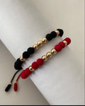 Juego pulsera con balines #5. X2 negro, rojo