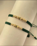 Juego pulseras balin #4, #5 rondel verde. X2